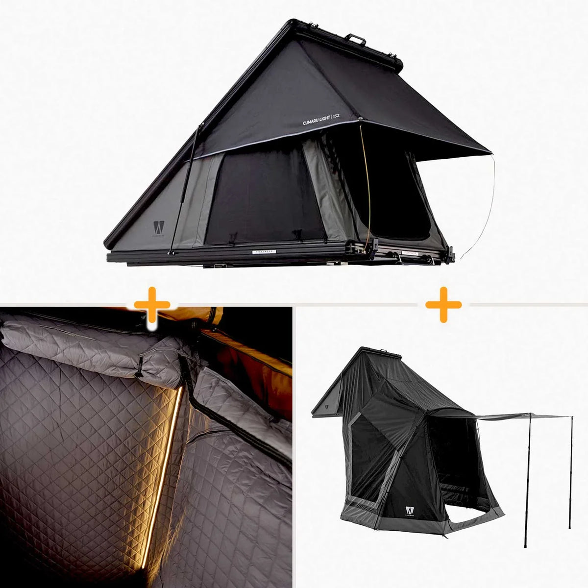 Bundle-Deal Dachzelt Vickywood CUMARU LIGHT 127 grau – Dachzelt-Set