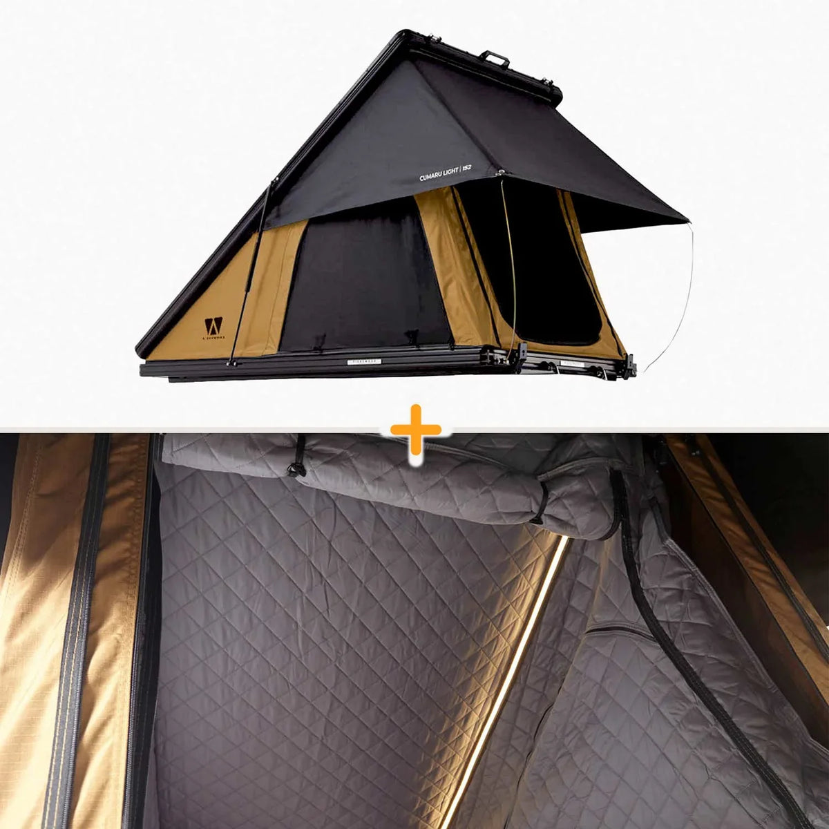 Bundle-Deal Dachzelt Vickywood CUMARU LIGHT 152 goldbraun – Dachzelt-Set