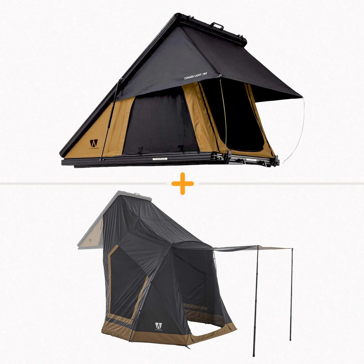 Bundle-Deal Dachzelt Vickywood CUMARU LIGHT 152 goldbraun – Dachzelt-Set