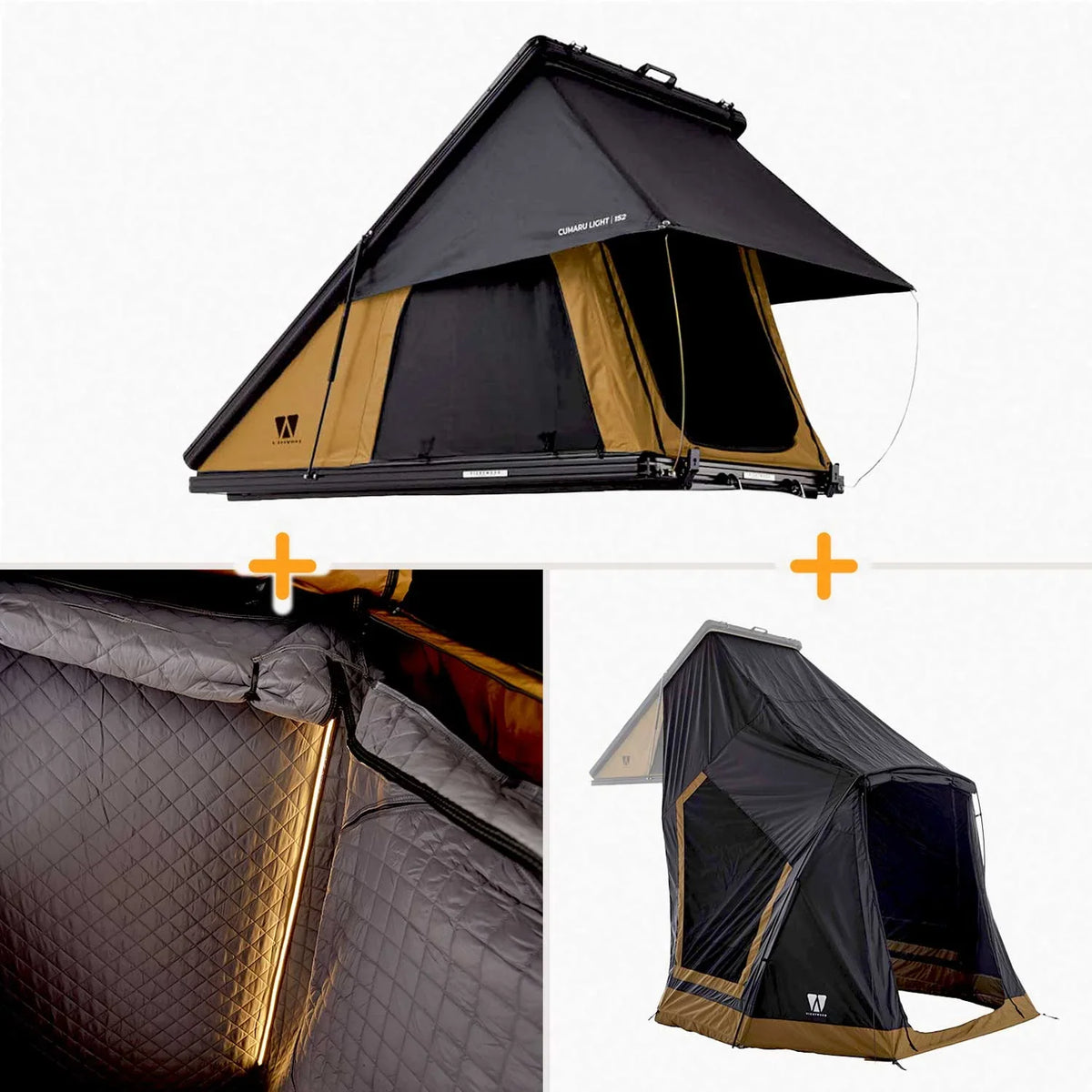 Bundle-Deal Dachzelt Vickywood CUMARU LIGHT 152 goldbraun – Dachzelt-Set