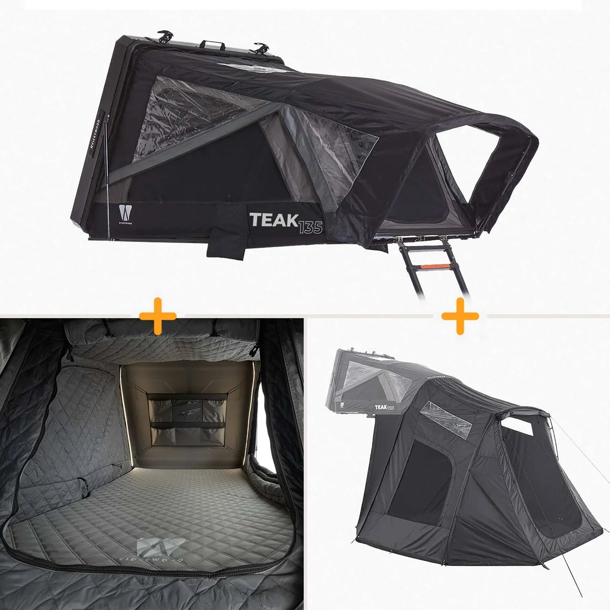 Bundle-Deal Dachzelt Vickywood TEAK 135 – Dachzelt-Set