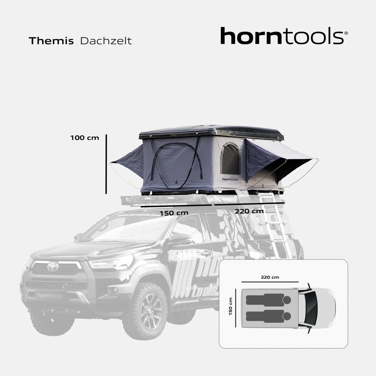 Dachzelt Horntools Themis PopUp Hartschalenzelt Schwarz/Grau
