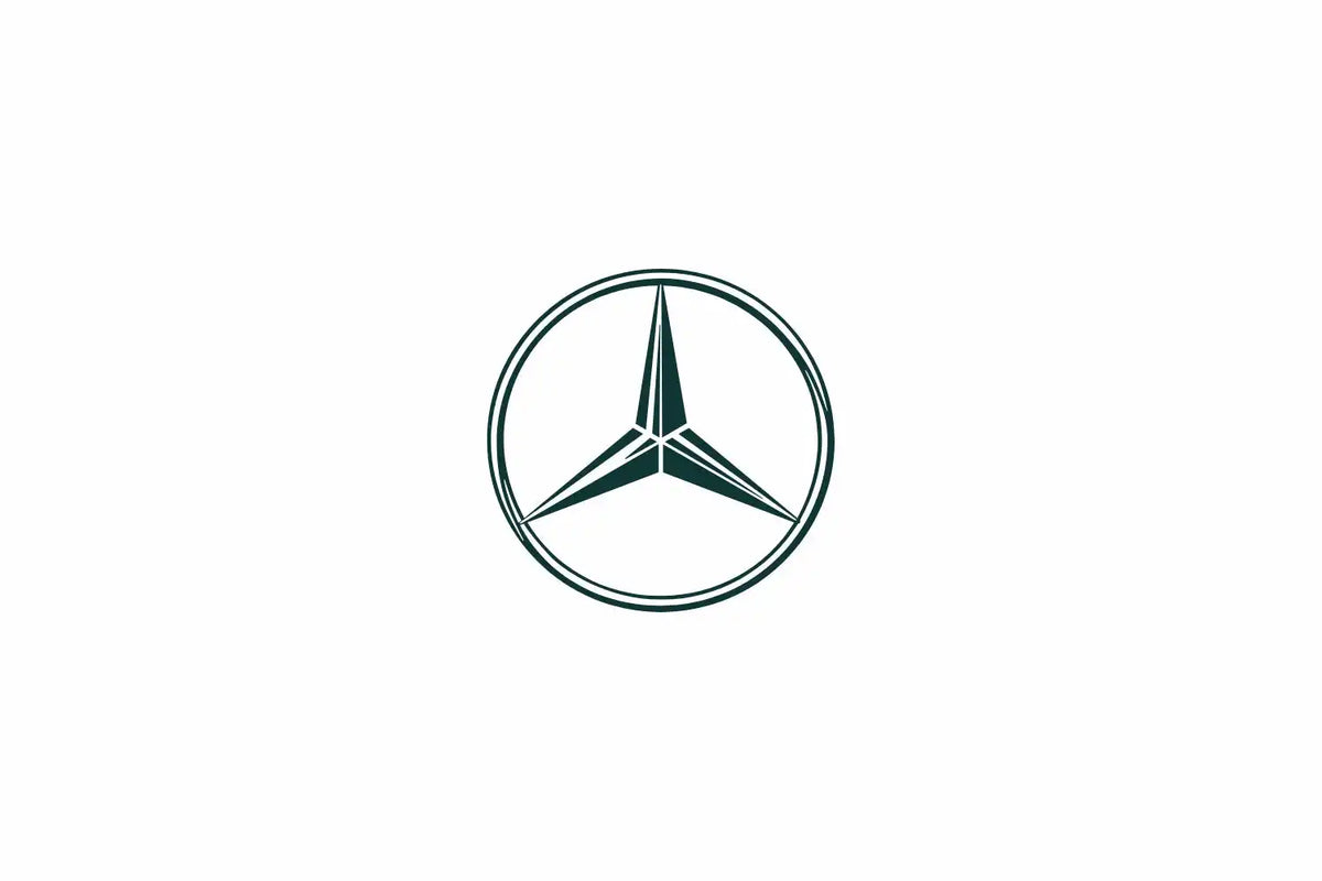 Dreizackstern-Logo von Mercedes-Benz, das in einem Kreis eingeschlossen ist.