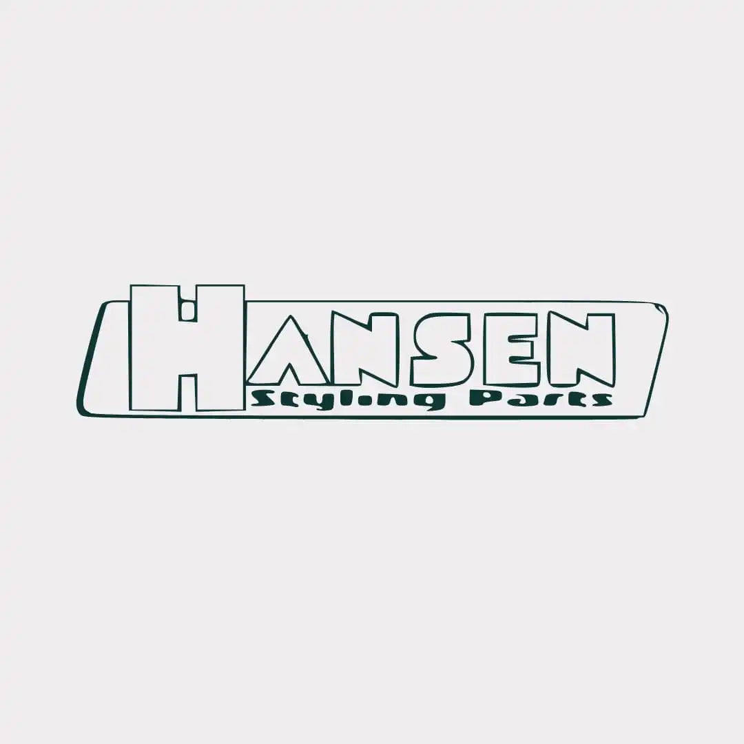 Grünes und weißes Hansen Styling Parts-Logo mit geometrischem Schriftdesign.