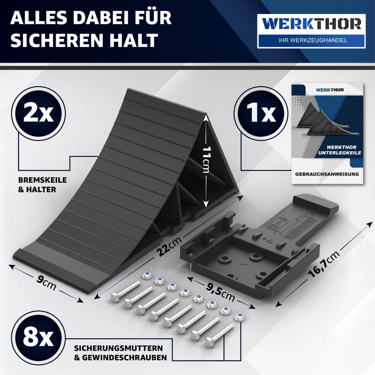 Unterlegkeile mit Halterung inkl. Befestigungsmaterial [2er
