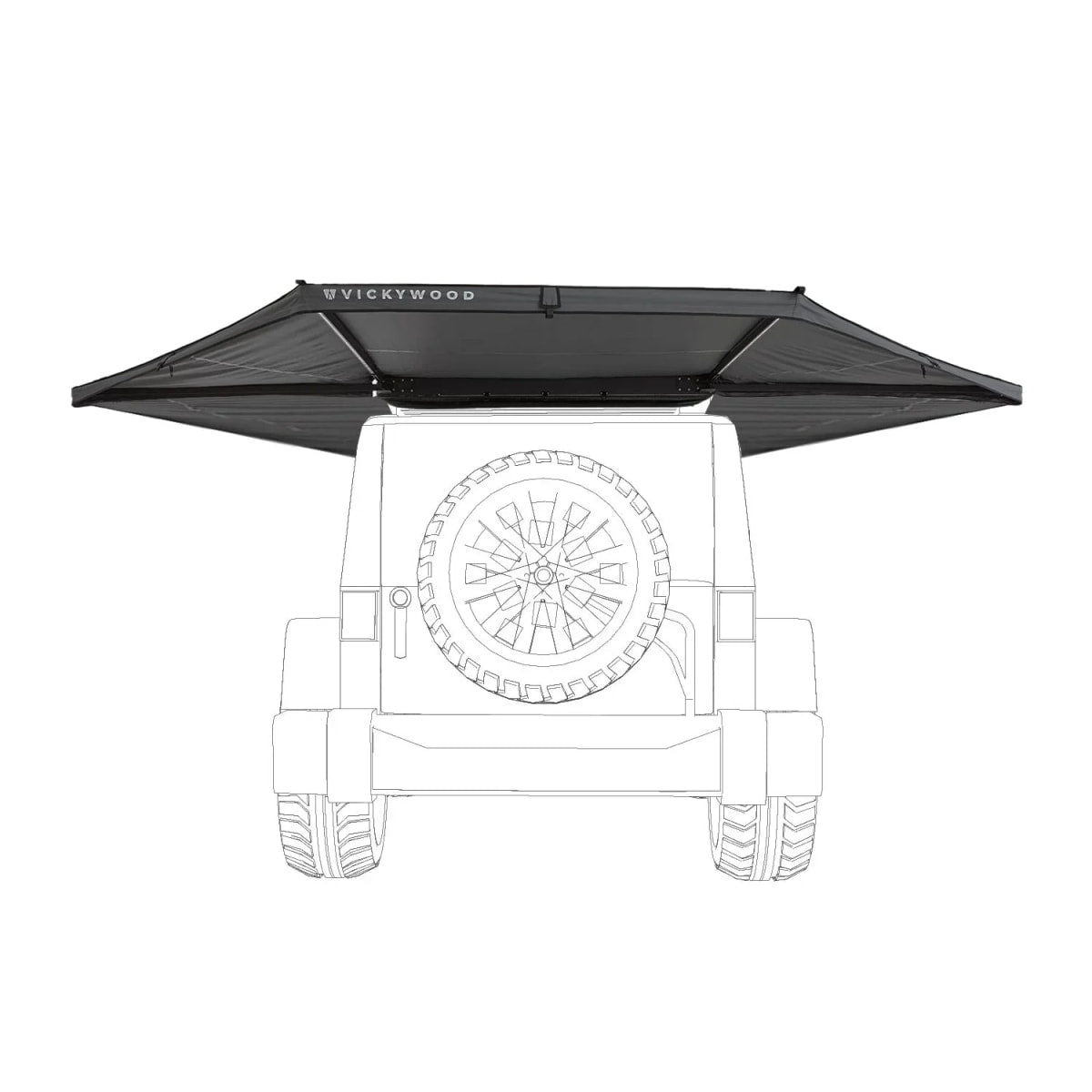 180° Heck-Markise LEAF 150 cm von Vickywood grau - Markisen
