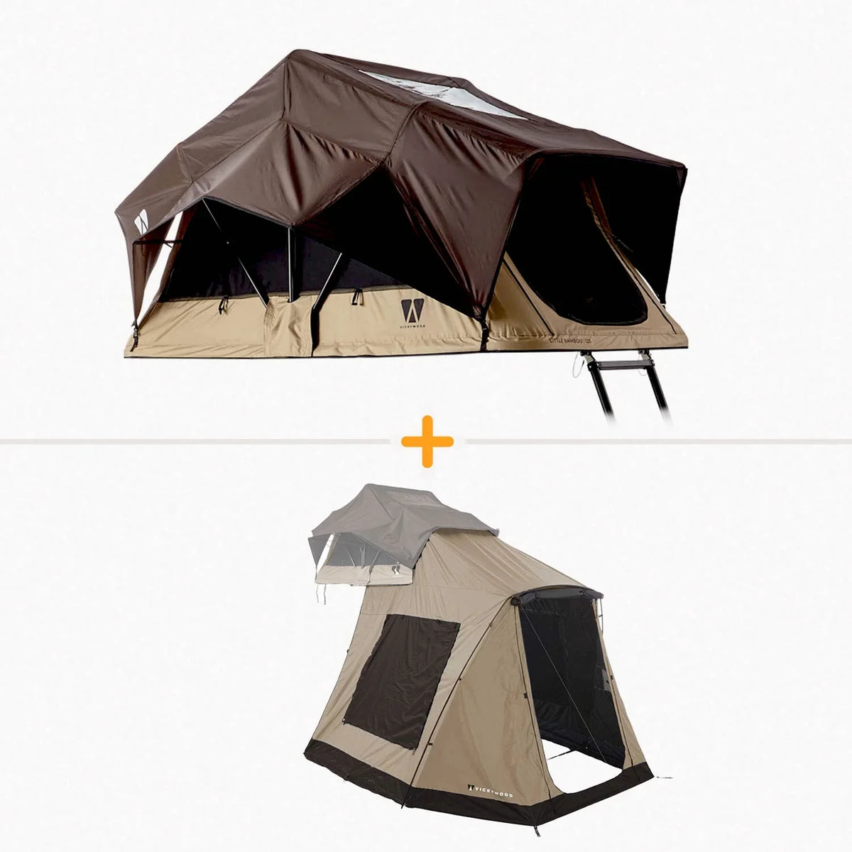 Bundle-Deal Dachzelt Vickywood LITTLE BAMBOO 125 coffee – Dachzelt-Set