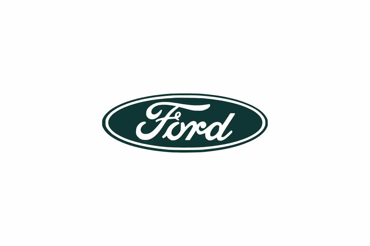 Fords ikonisches ovales Logo in Dunkelgrün und Weiß.