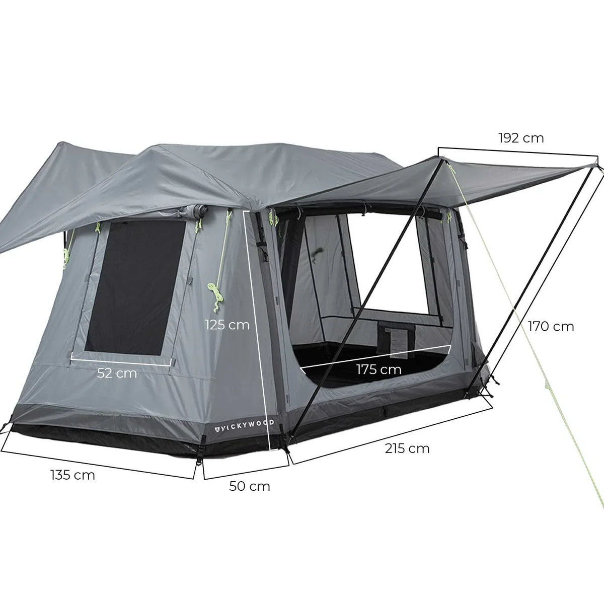 Freistehendes Campingzelt aufblasbar 140 grau – Campingzelt