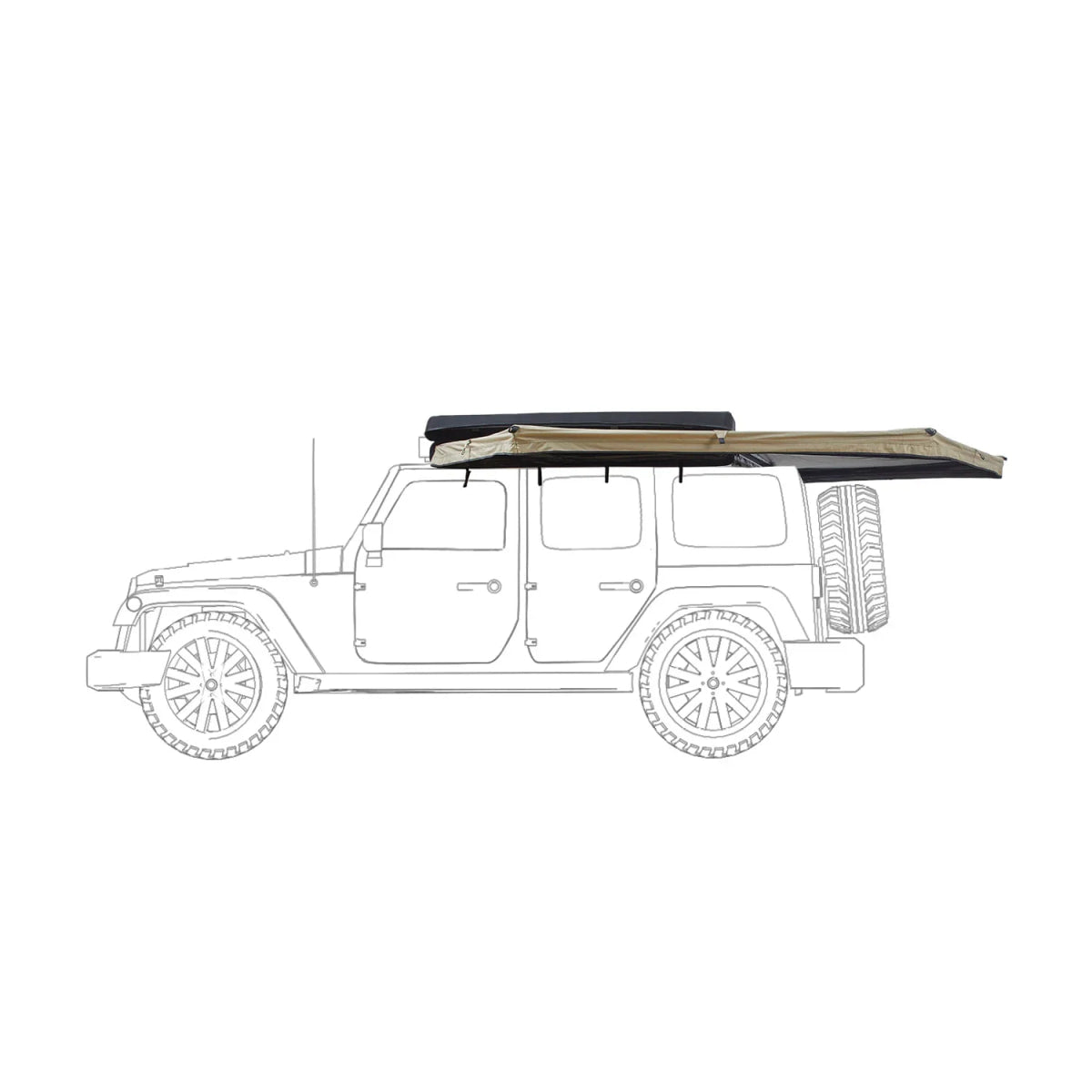 Seitenmarkise 270° LIGHT LEAF Freistehend Links 2m sand
