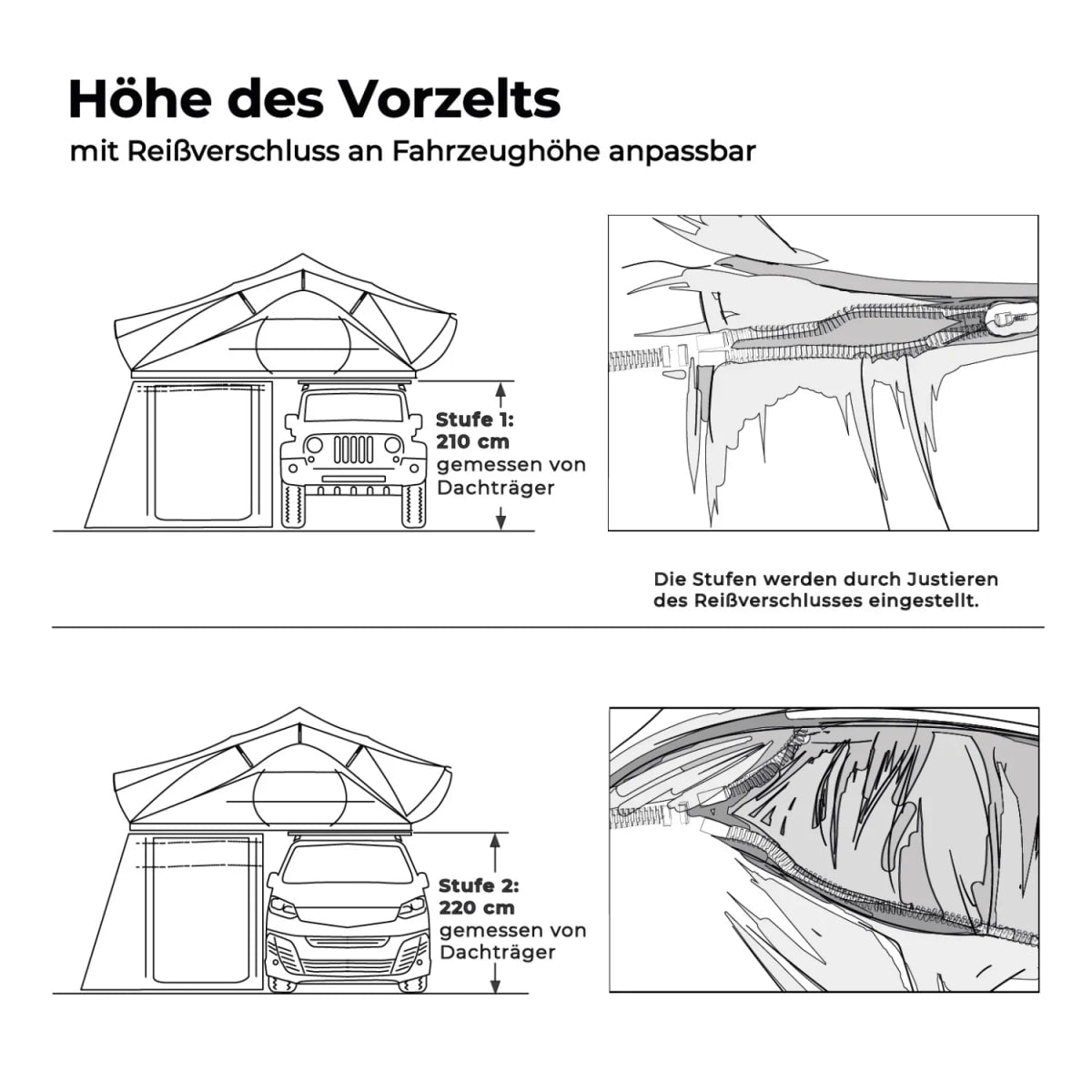 Vorzelt zu Vickywood Dachzelt Big Willow 140 goldbraun
